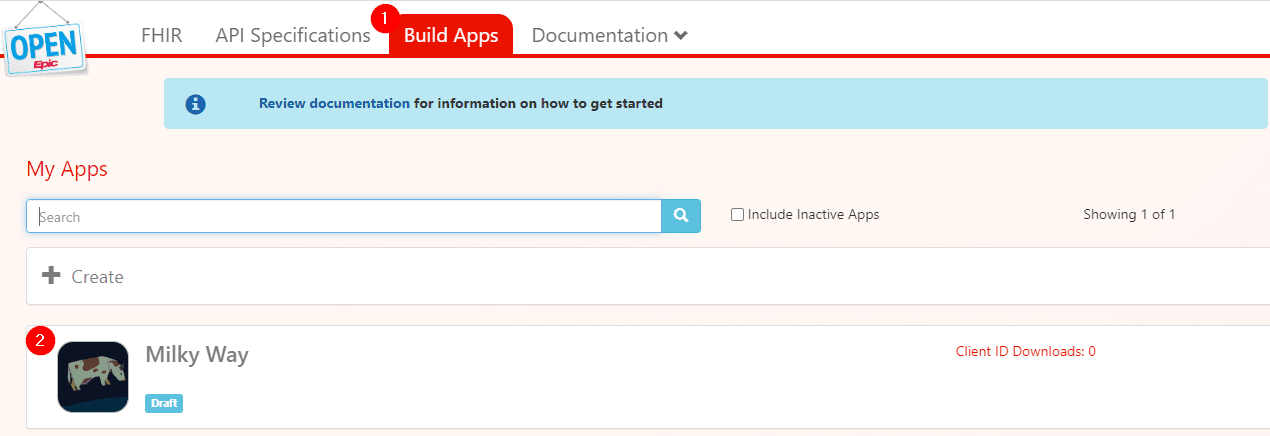 Build Apps list showing the new QC instance